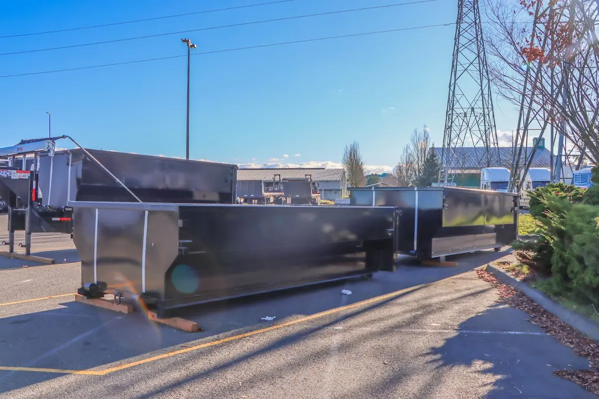 Roll-off dumpster ready for waste disposal at job site for 8 Yard Dumpster Rental in Spring Valley